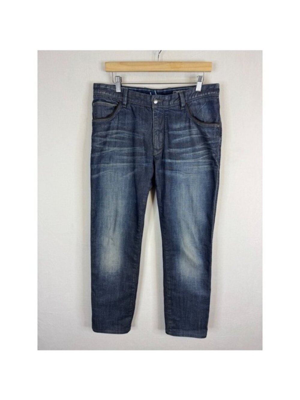 Zegna Sport Mens Slim Fit Jeans Dark Wash Comfort Broken Twill 10oz Size 34X30